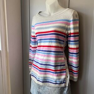 Talbots Striped Button Detail Sweater S